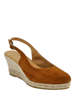 Jones Bootmaker Cedrica Suede Wedge Heel Slingback Sandals - view 2, Tan