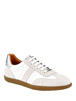 Jones Bootmaker Artea Leather Trainers, White/Silver - view 2, White/Silver