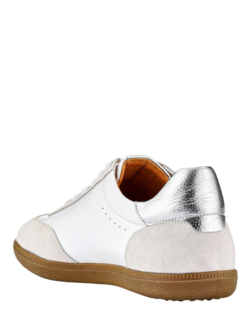 Product image 3 of 5, which shows Jones Bootmaker Artea Leather Trainers, White/Silver, 3