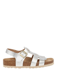Jones Bootmaker Jean Leather Open Toe Buckle Sandals, Silver