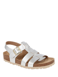 Jones Bootmaker Jean Leather Open Toe Buckle Sandals, Silver