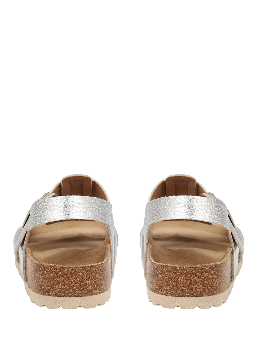 Product image 4 of 5, which shows Jones Bootmaker Jean Leather Open Toe Buckle Sandals, Silver, 3