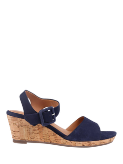 Jones Bootmaker Grazina Leather Wedge Heel Sandals, Navy