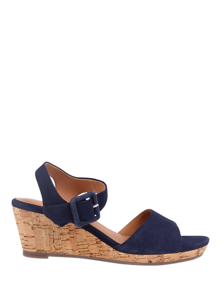 Jones Bootmaker Grazina Leather Wedge Heel Sandals, Navy