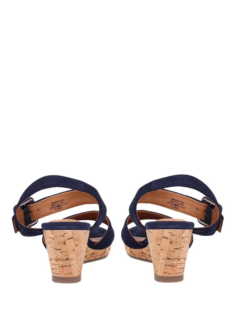 Product image 3 of 5, which shows Jones Bootmaker Grazina Leather Wedge Heel Sandals, Navy, 3