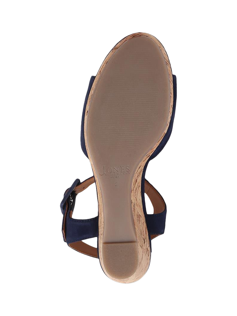 Product image 5 of 5, which shows Jones Bootmaker Grazina Leather Wedge Heel Sandals, Navy, 3
