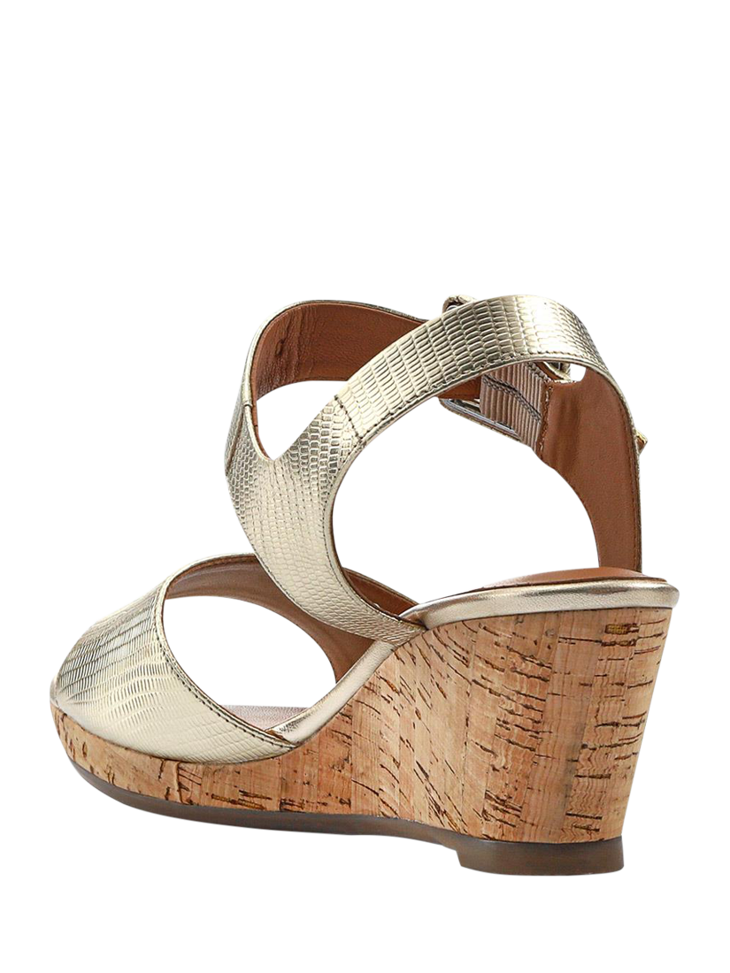 Product image 3 of 5, which shows Jones Bootmaker Grazina Leather Wedge Sandals, Gold, 3