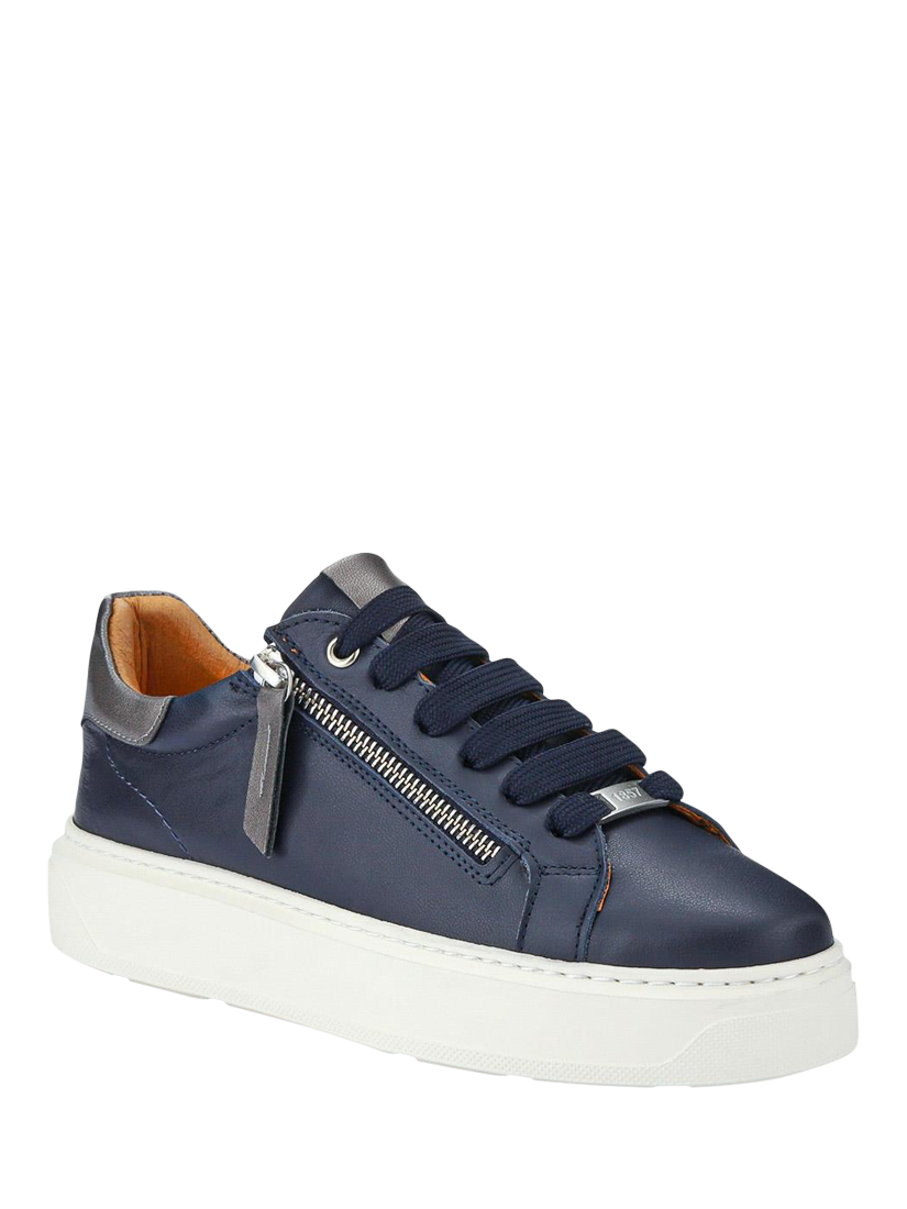 Product image 2 of 5, which shows Jones Bootmaker Paulina Leather Chunky Trainers, Navy, 3