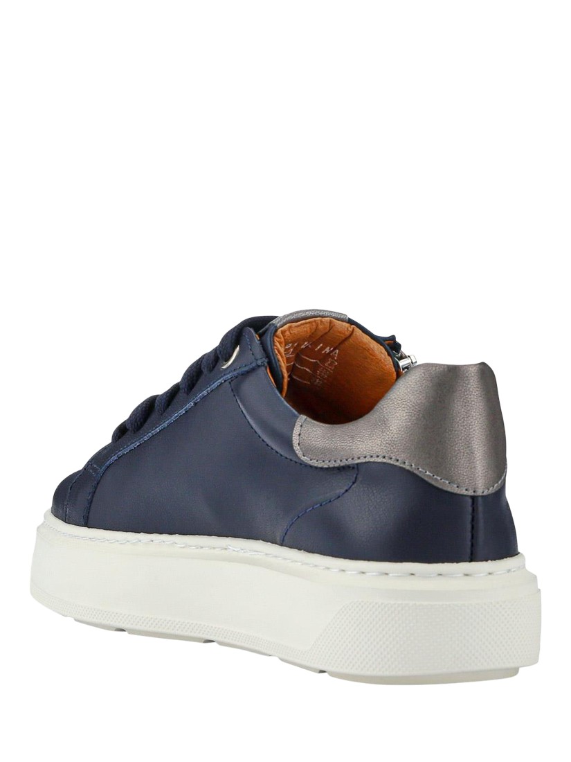 Product image 3 of 5, which shows Jones Bootmaker Paulina Leather Chunky Trainers, Navy, 3