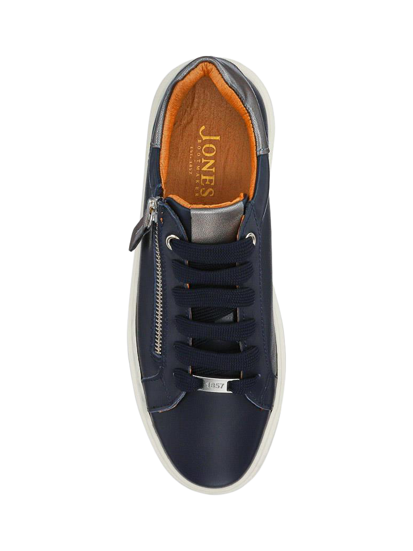 Product image 4 of 5, which shows Jones Bootmaker Paulina Leather Chunky Trainers, Navy, 3