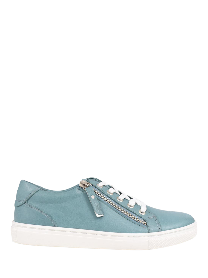 Product image 1 of 5, which shows Jones Bootmaker Padova Leather Lace-Up Trainers, Teal, 3