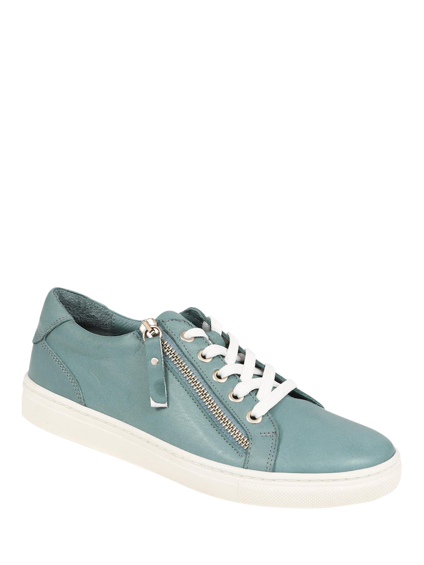 Product image 2 of 5, which shows Jones Bootmaker Padova Leather Lace-Up Trainers, Teal, 3