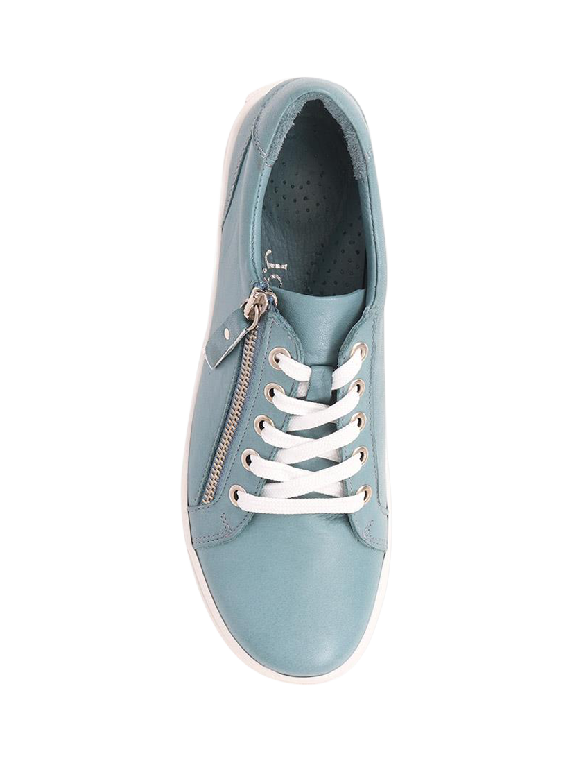 Product image 4 of 5, which shows Jones Bootmaker Padova Leather Lace-Up Trainers, Teal, 3