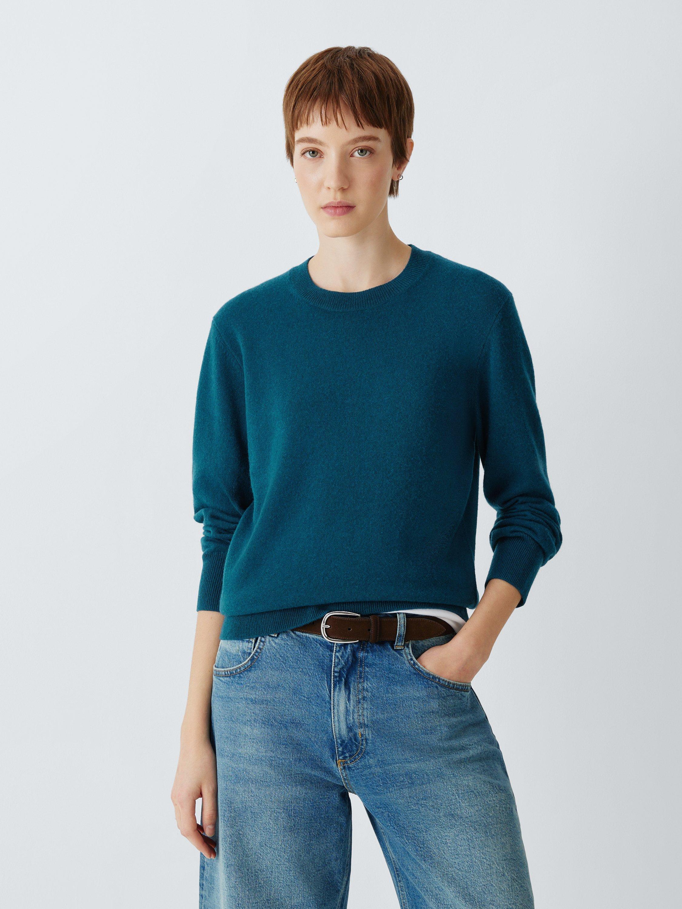 Product image 1 of 6, which shows John Lewis Cashmere Crew Neck Jumper, Teal, 8