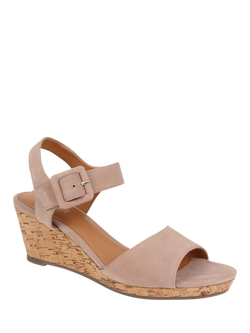Jones Bootmaker Grazina Leather Wedge Heel Sandals - view 2, Beige