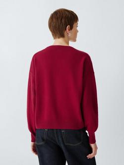 John Lewis Cashmere V-Neck Cardigan - view 2, Red