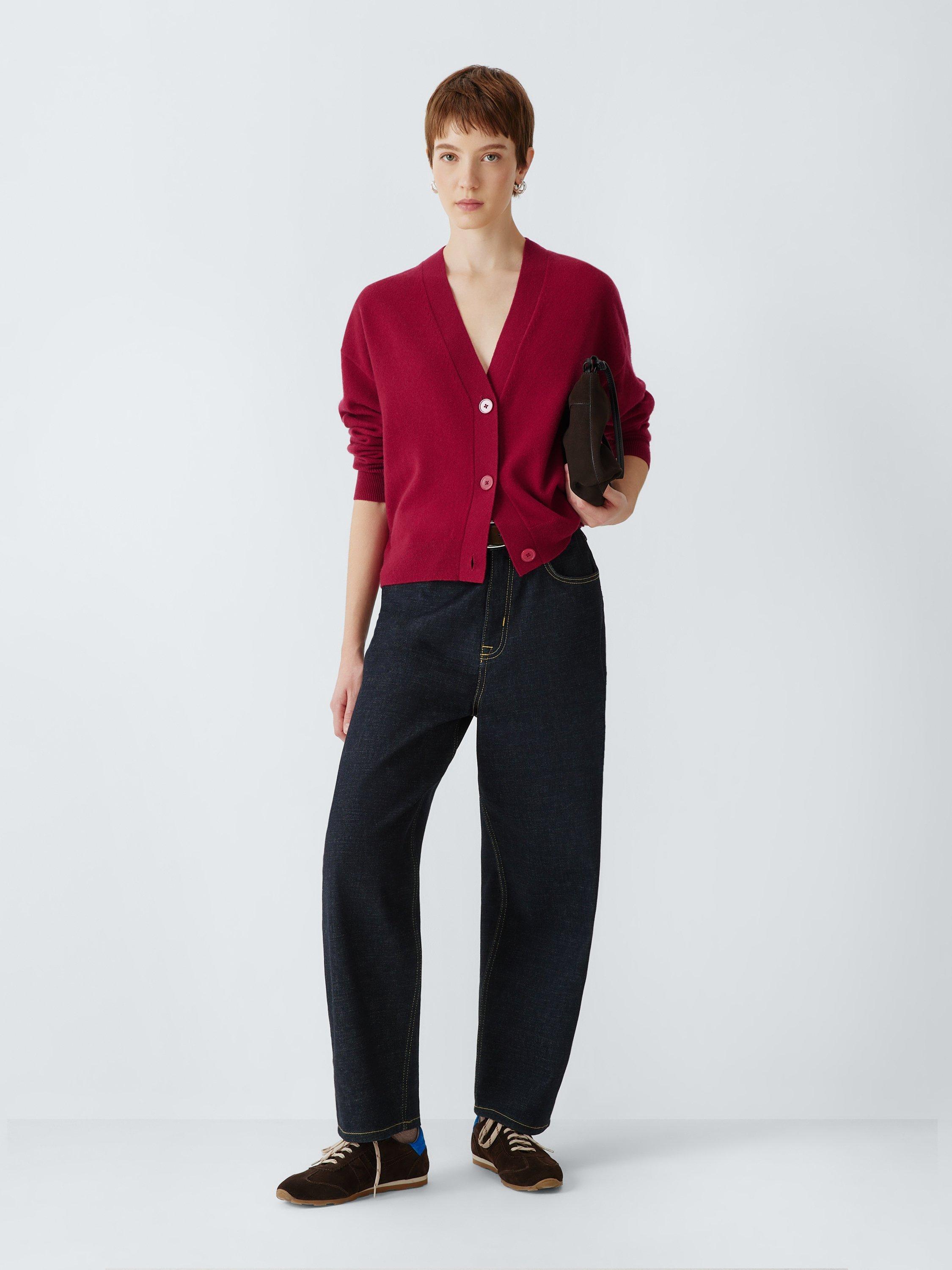 Product image 3 of 6, which shows John Lewis Cashmere V-Neck Cardigan, Red, 8