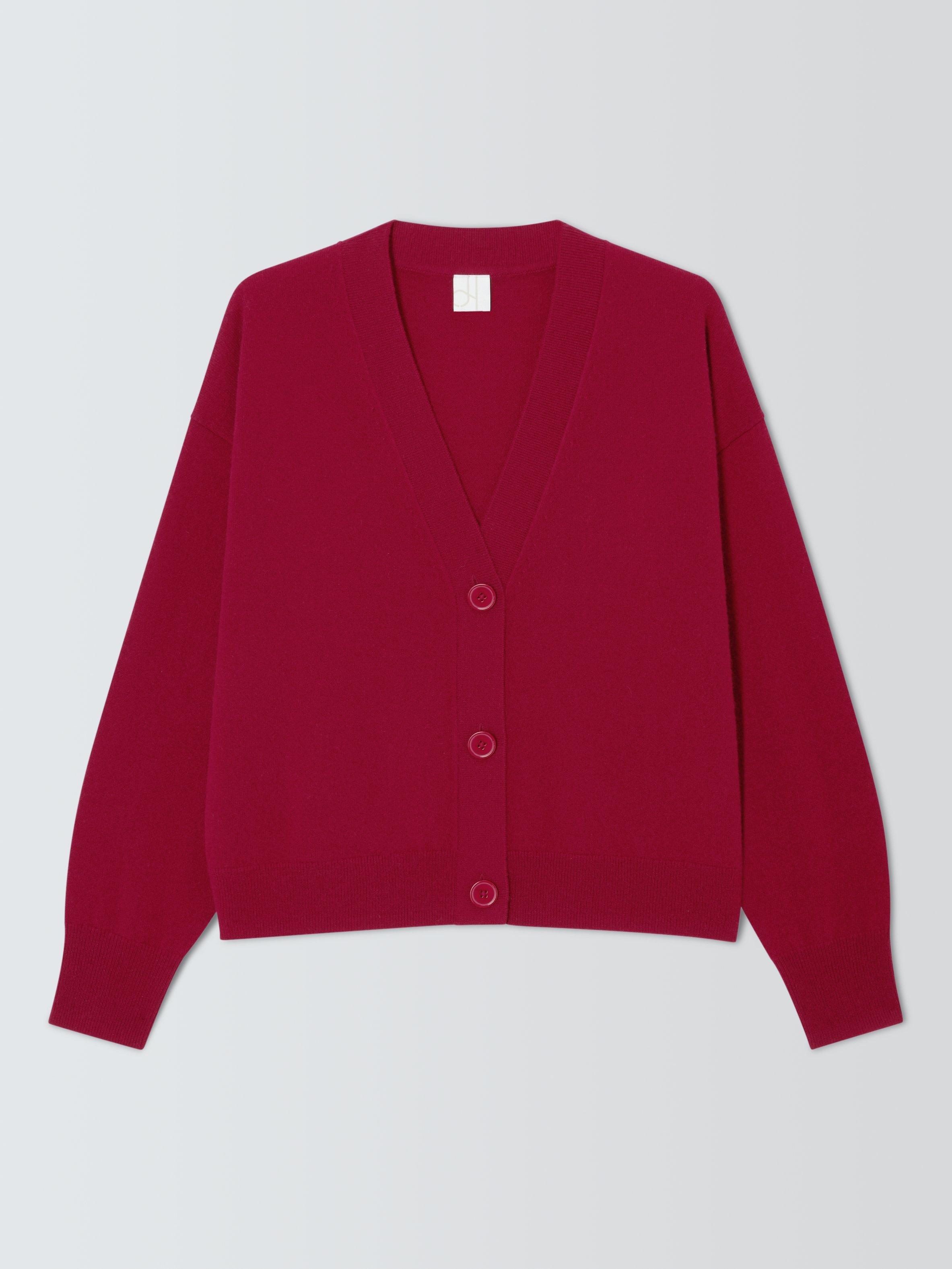 Product image 4 of 6, which shows John Lewis Cashmere V-Neck Cardigan, Red, 8