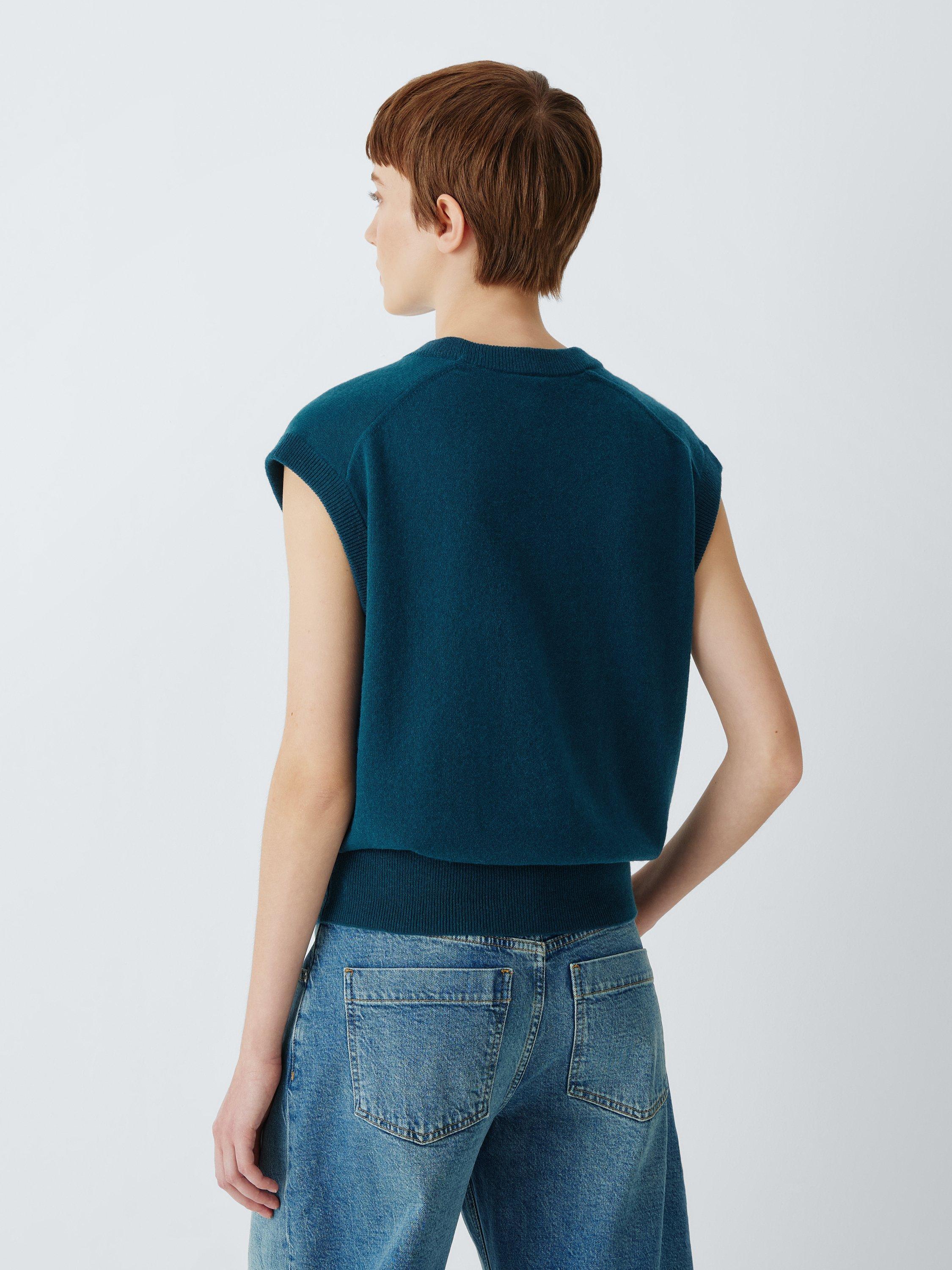 Product image 2 of 6, which shows John Lewis Cashmere Sleeveless Knit Vest, Teal, XS