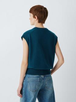 John Lewis Cashmere Crew Neck Cap Sleeve Tank Top - view 2, Teal