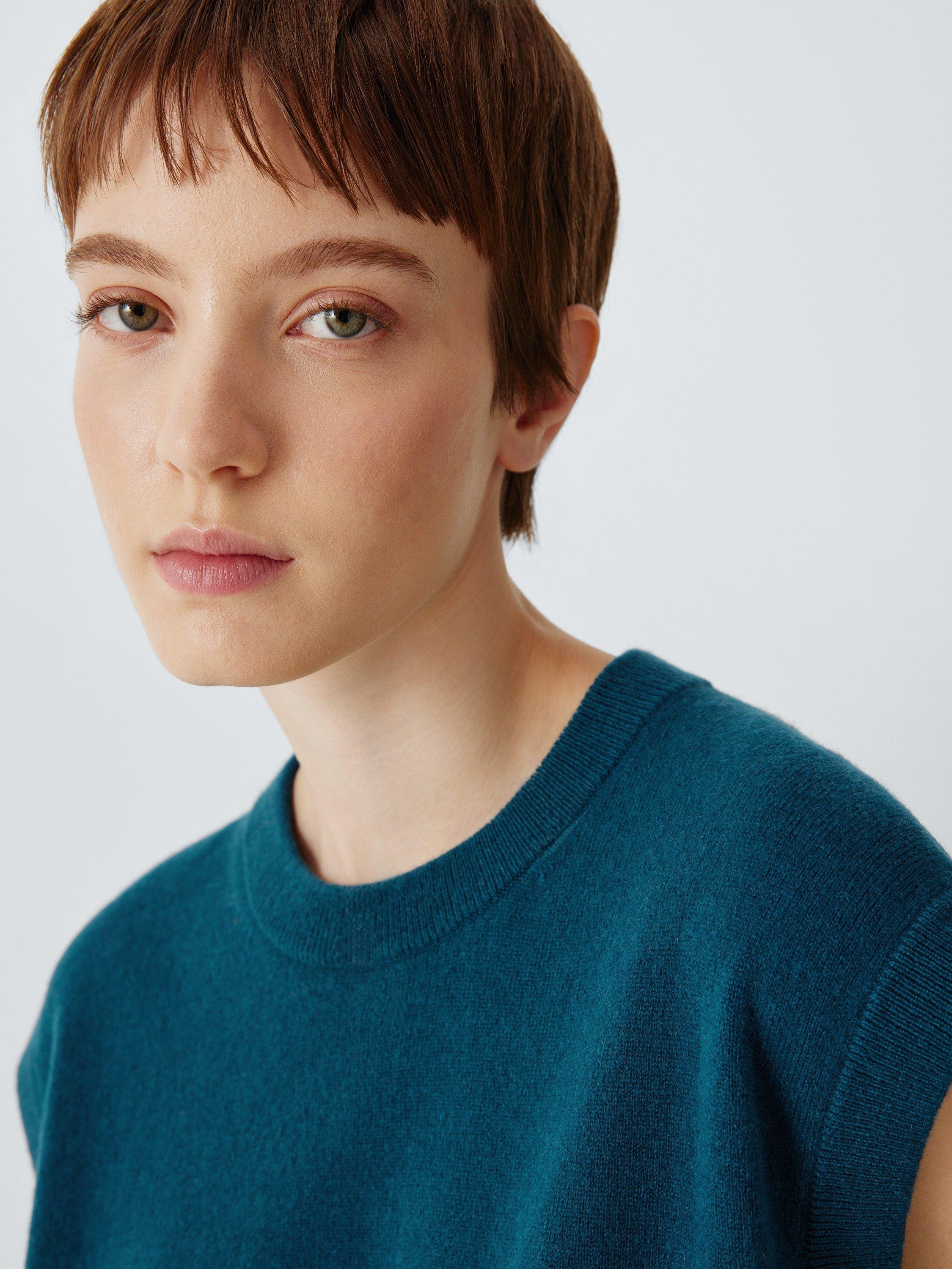 Product image 5 of 6, which shows John Lewis Cashmere Sleeveless Knit Vest, Teal, XS