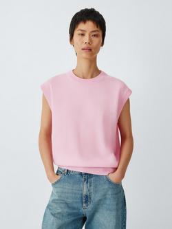 John Lewis Cashmere Crew Neck Cap Sleeve Tank Top, Pink