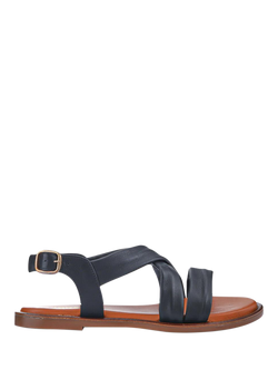 Jones Bootmaker Haliwide Wide Fit Leather Sandals, Black