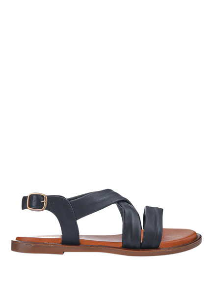 Jones Bootmaker Haliwide Wide Fit Leather Sandals, Black