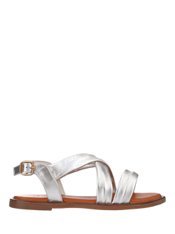 Jones Bootmaker Haliwide Wide Fit Leather Sandals, Silver