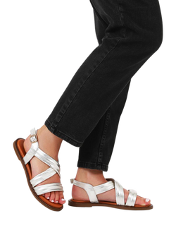 Jones Bootmaker Haliwide Wide Fit Leather Sandals - view 2, Silver