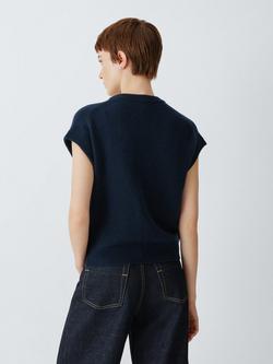 John Lewis Merino Wool Waistcoat with Cashmere, Navy - view 2, Navy