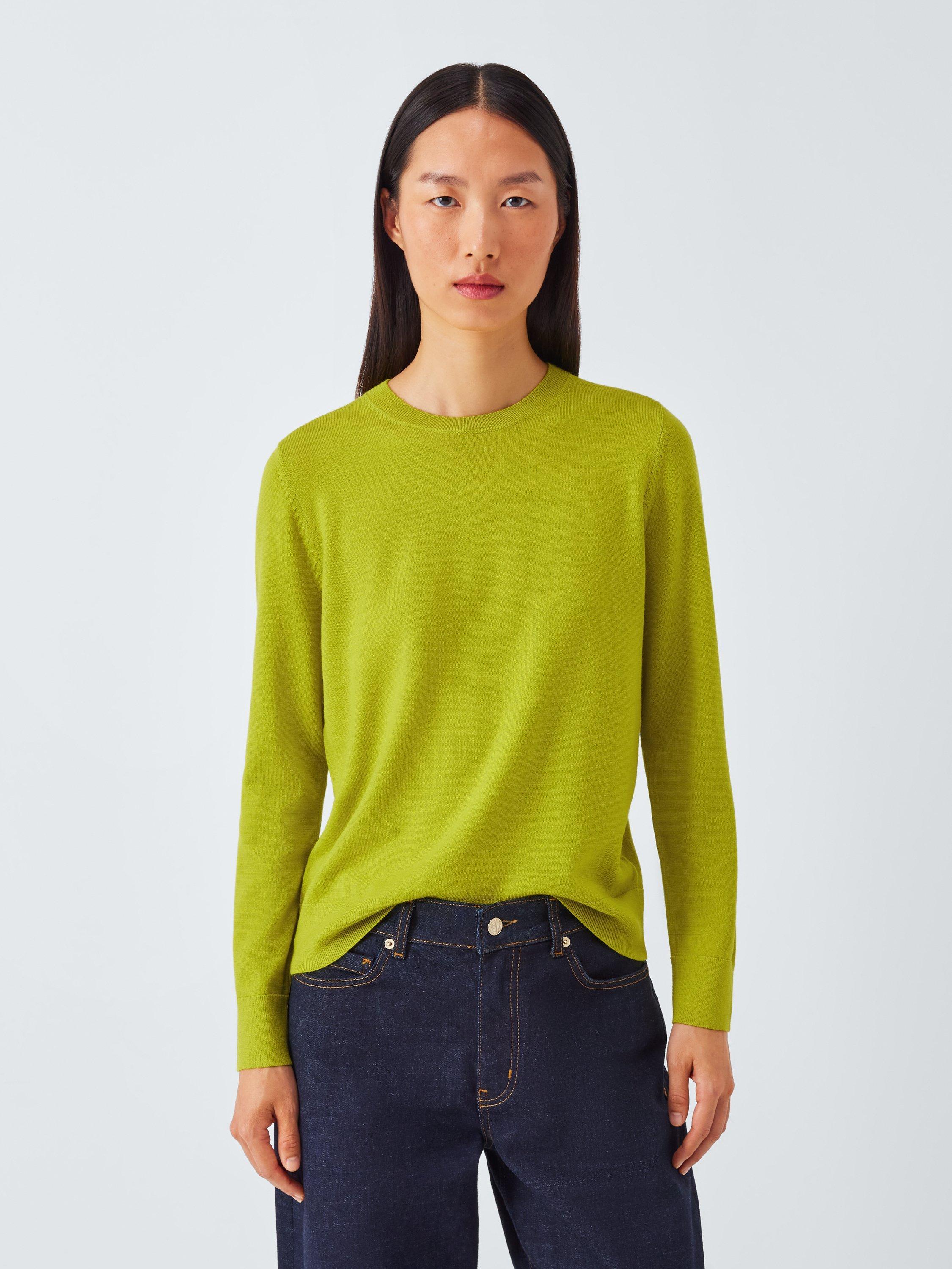 Product image 1 of 6, which shows John Lewis Merino Wool Crew Neck Jumper, Lime, 8