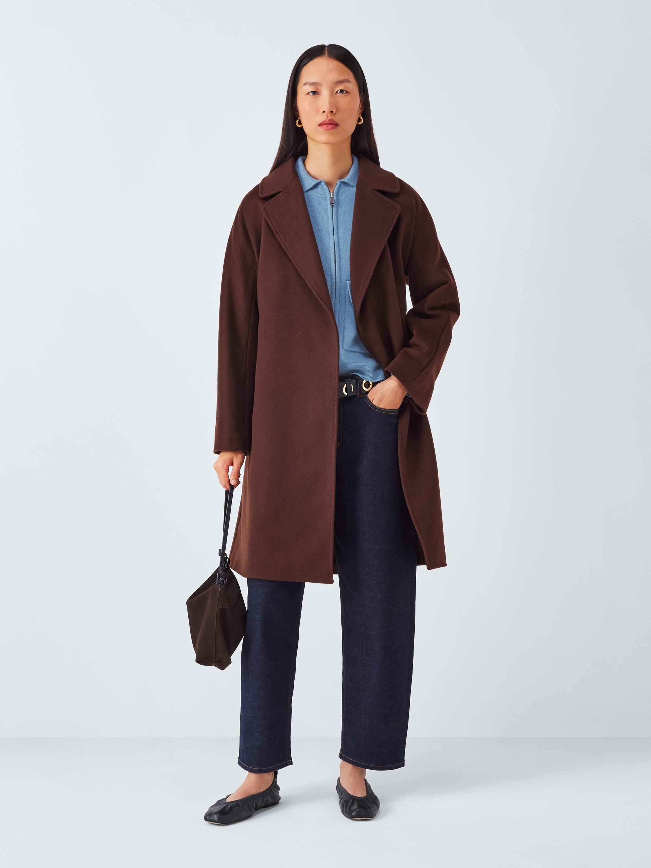 Product image 3 of 6, which shows John Lewis Wool Blend Knit Zip Through Jacket, Blue, XS