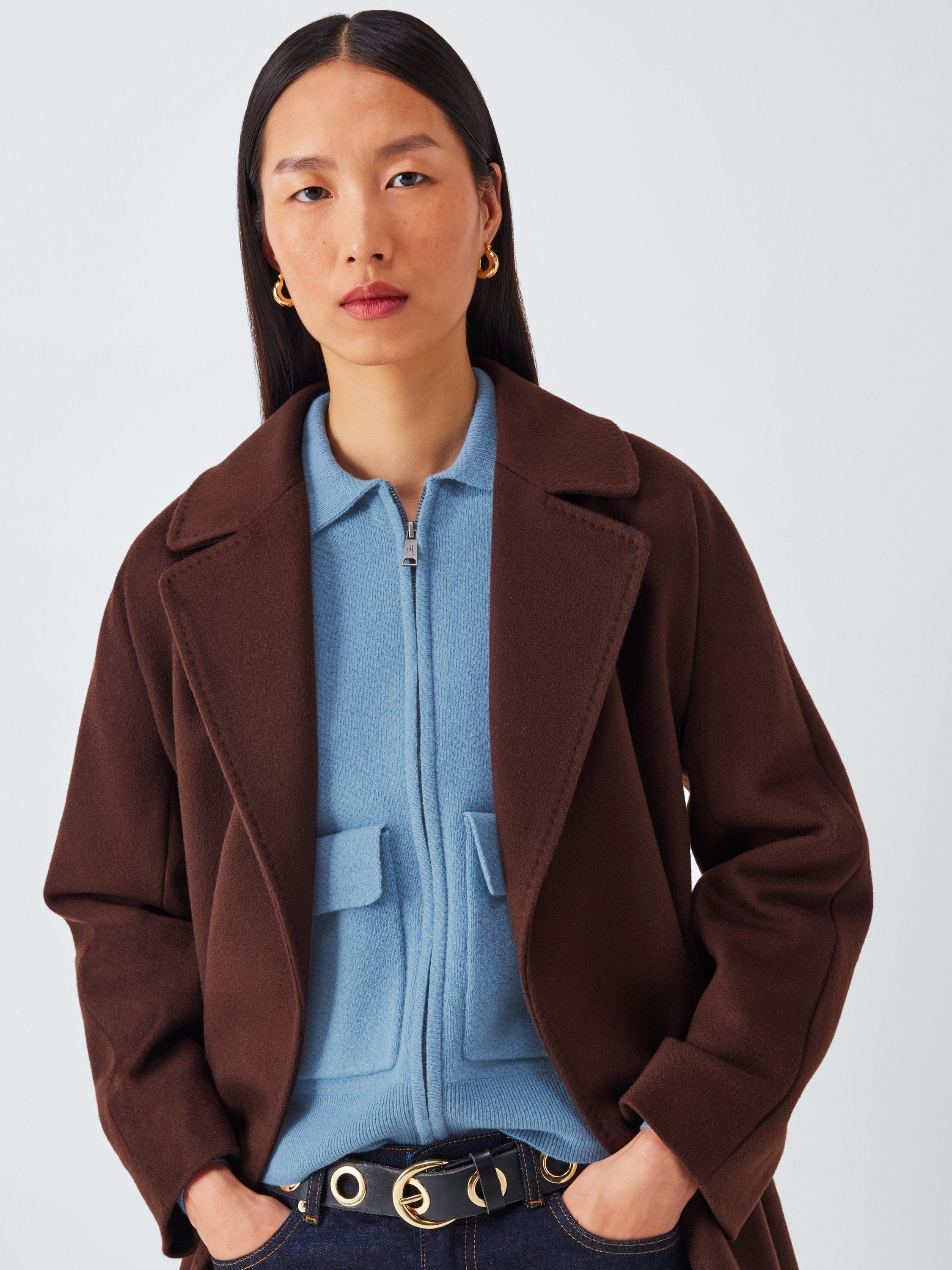 Product image 6 of 6, which shows John Lewis Wool Blend Knit Zip Through Jacket, Blue, XS