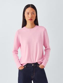 John Lewis Merino Wool Crew Neck Jumper, Pink