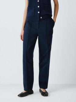 John Lewis Tapered Leg Twill Trousers, Navy