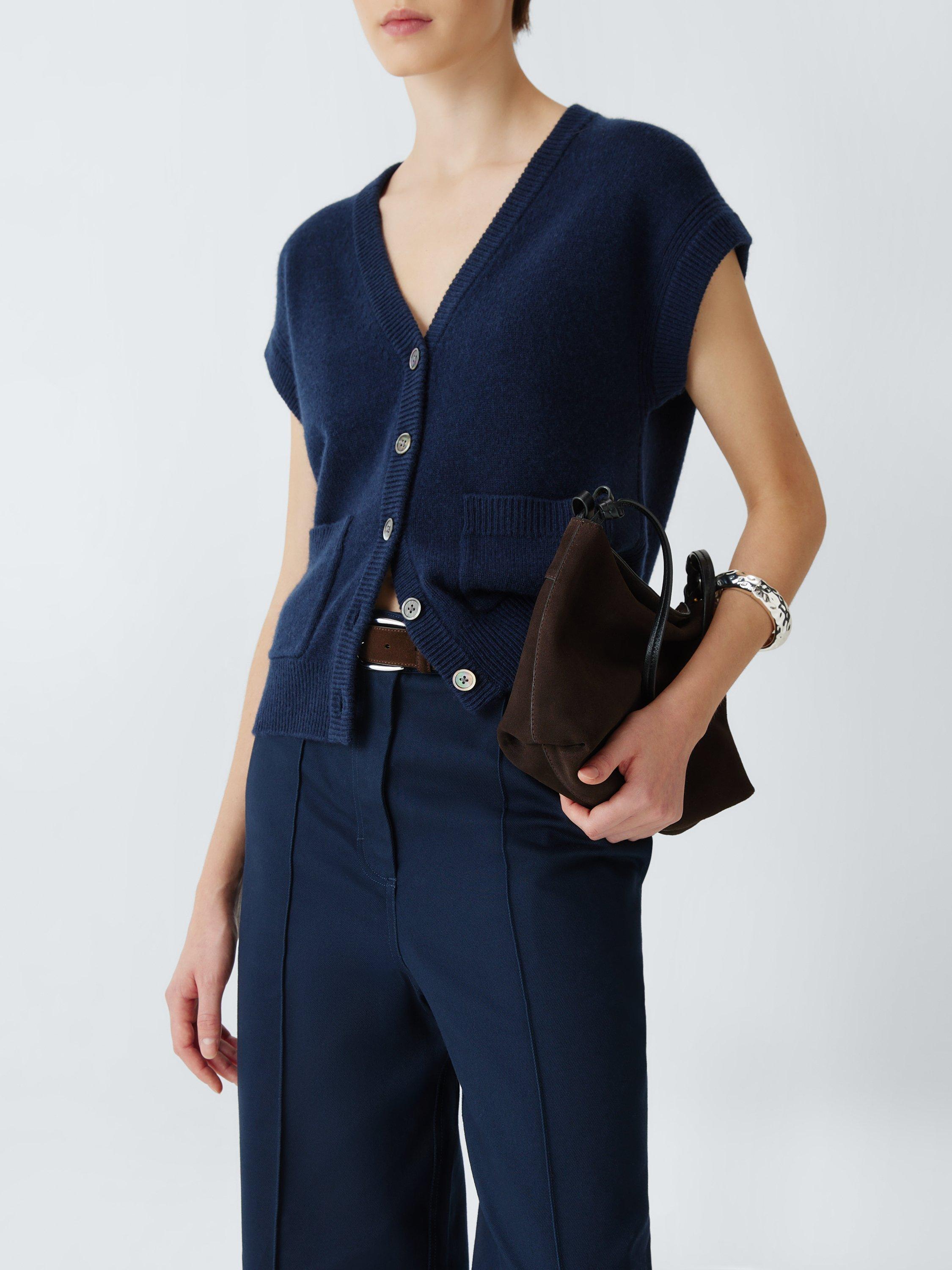 Product image 7 of 7, which shows John Lewis Tapered Leg Twill Trousers, Navy, 8