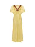 Rewritten Ellis Lace Trim Satin Dress, Butter Yellow, Butter Yellow
