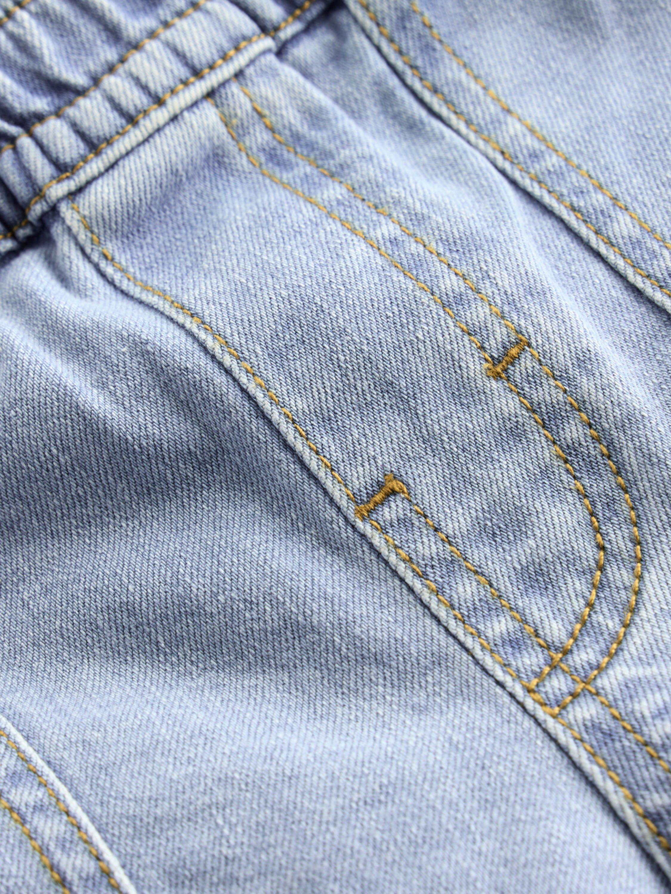 Product image 3 of 3, which shows Mini Boden Kids' Denim Elasticated Pull-On Jeans, Light Wash, 2-3 years