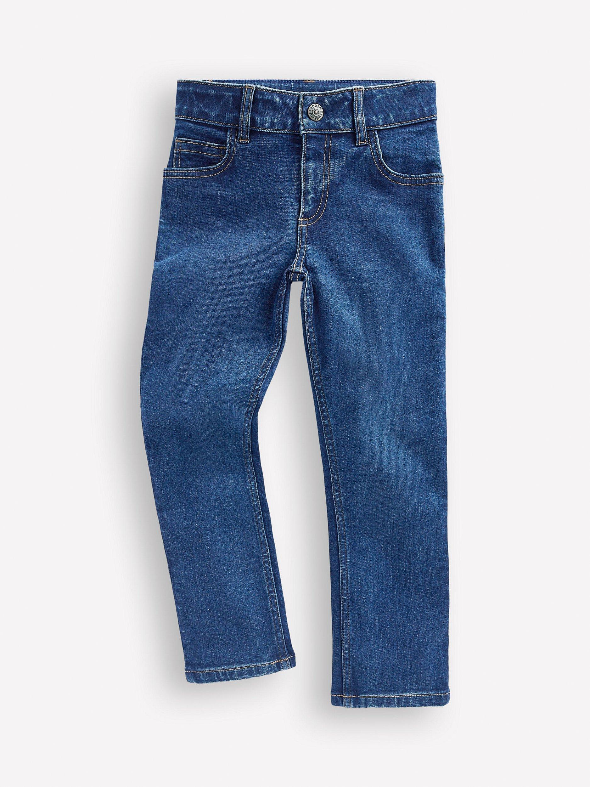 Product image 1 of 2, which shows Mini Boden Adventure Flex Slim Fit Jeans, Mid Vintage Denim, 2-3 years