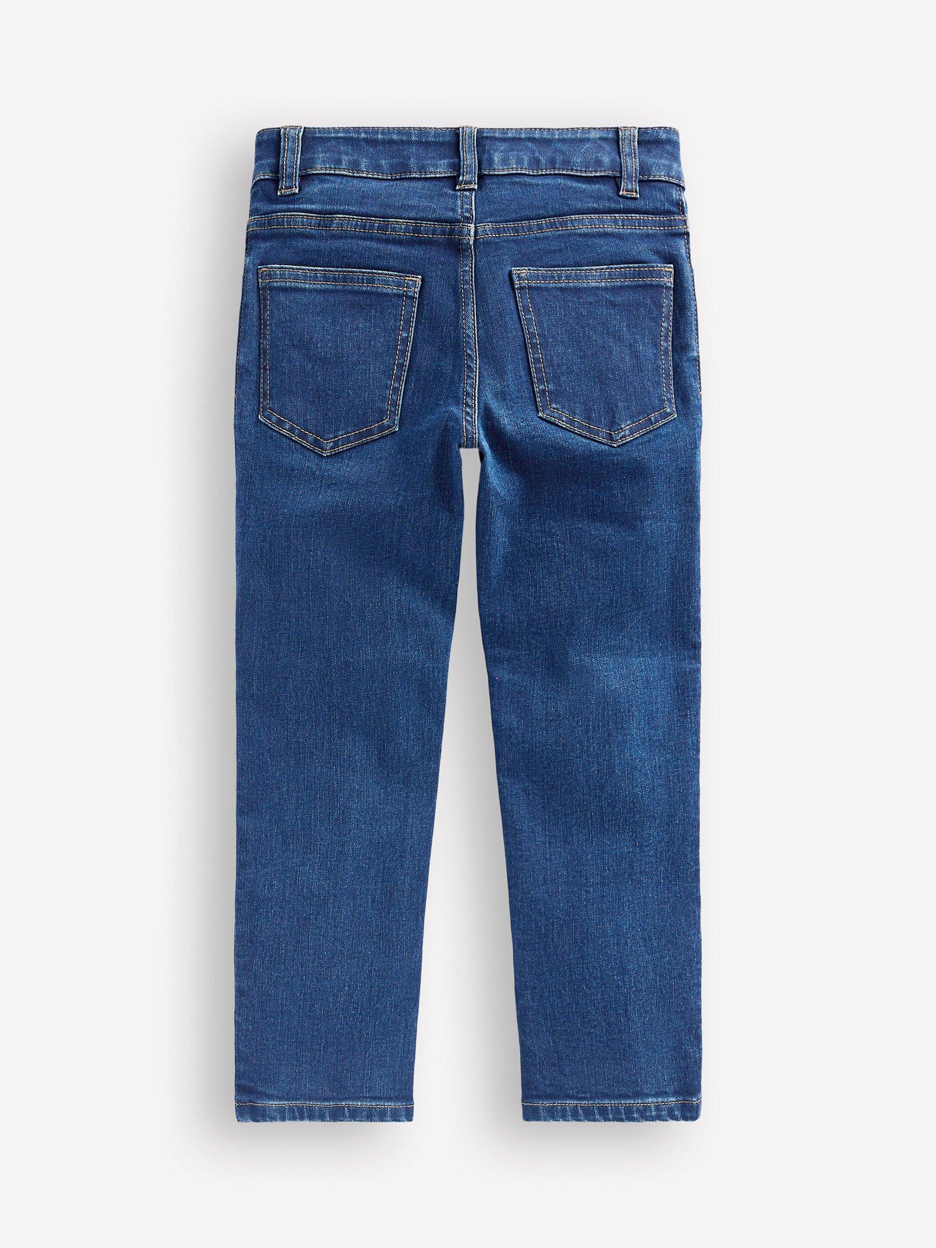 Product image 2 of 2, which shows Mini Boden Adventure Flex Slim Fit Jeans, Mid Vintage Denim, 2-3 years