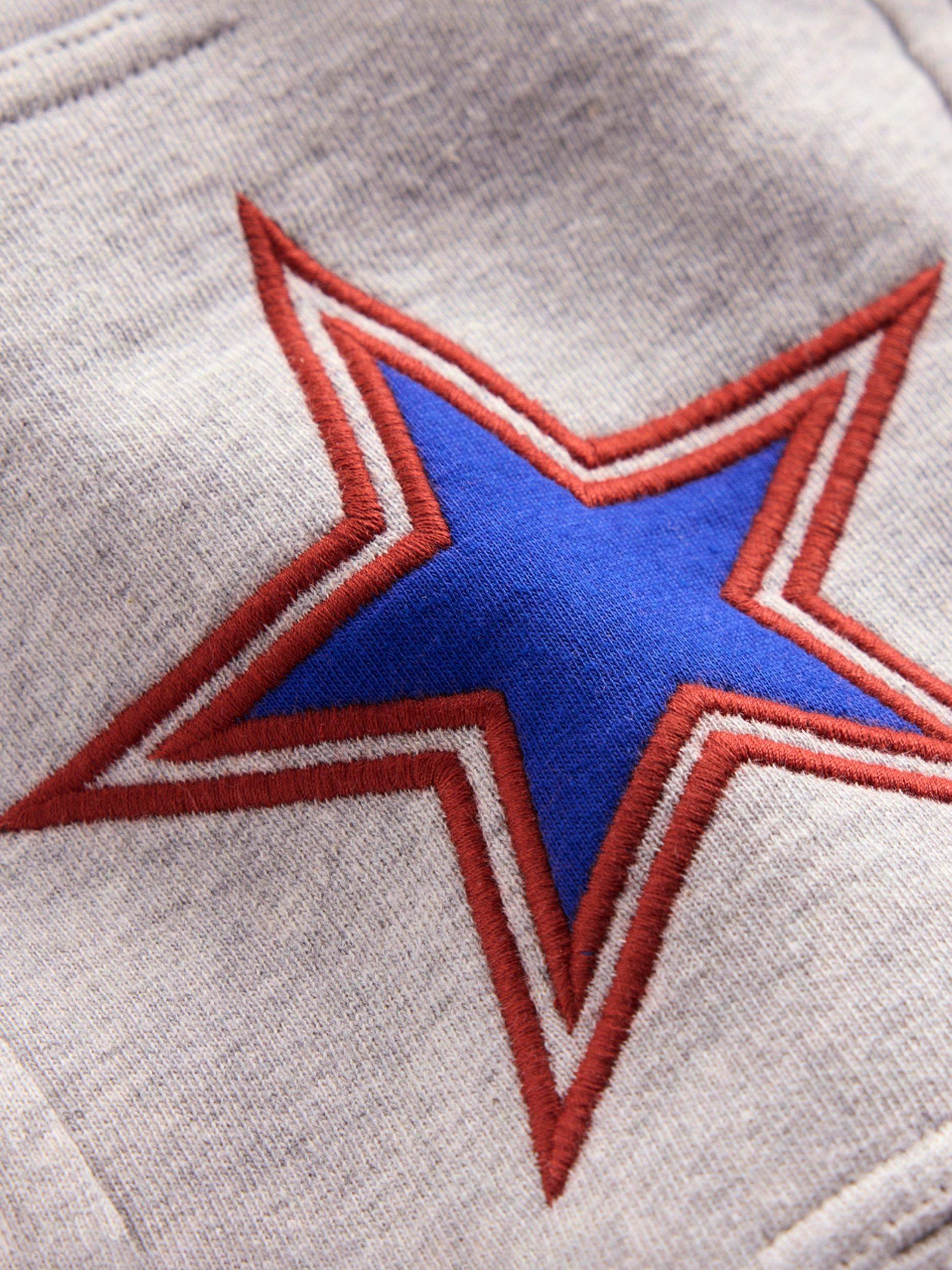 Product image 3 of 3, which shows Mini Boden Kids' Cotton Warrior Knee Joggers, Grey Star Knee, 2-3 years