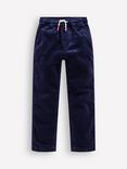 Mini Boden Kids' Cotton Relaxed Drawstring Trousers, College Navy Cord