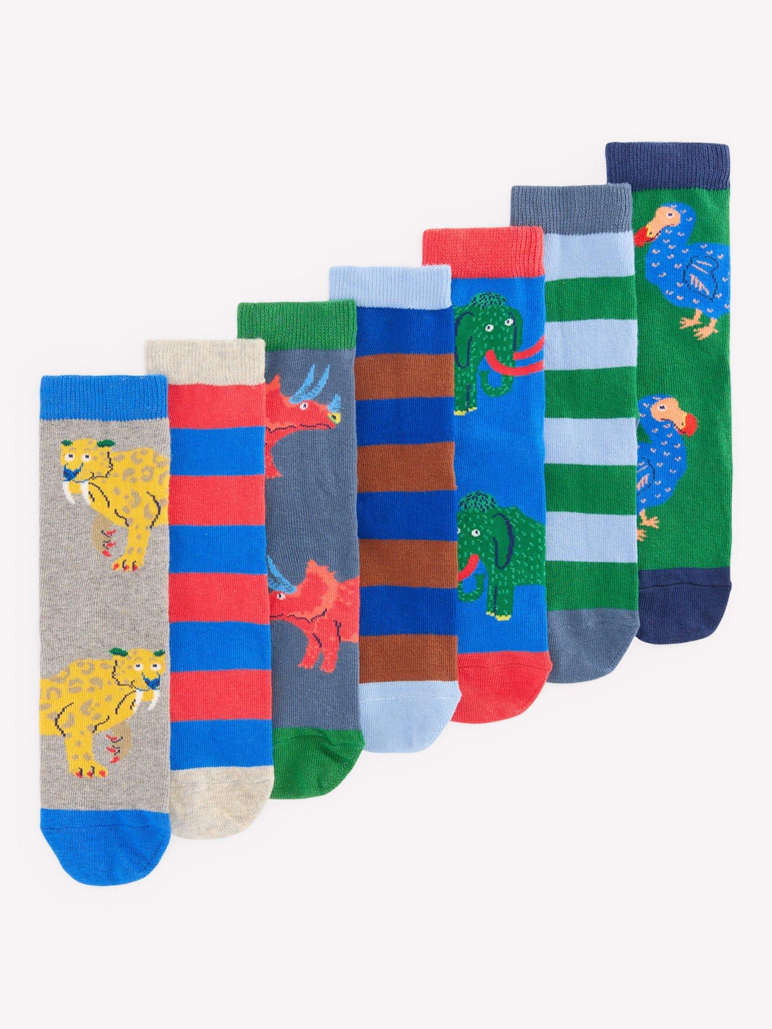 Product image 1 of 2, which shows Mini Boden Mixed Socks, Pack of 7, Multi, 9-12