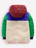 Mini Boden Kids' Quilted Borg Hooded Jacket, Natural Borg