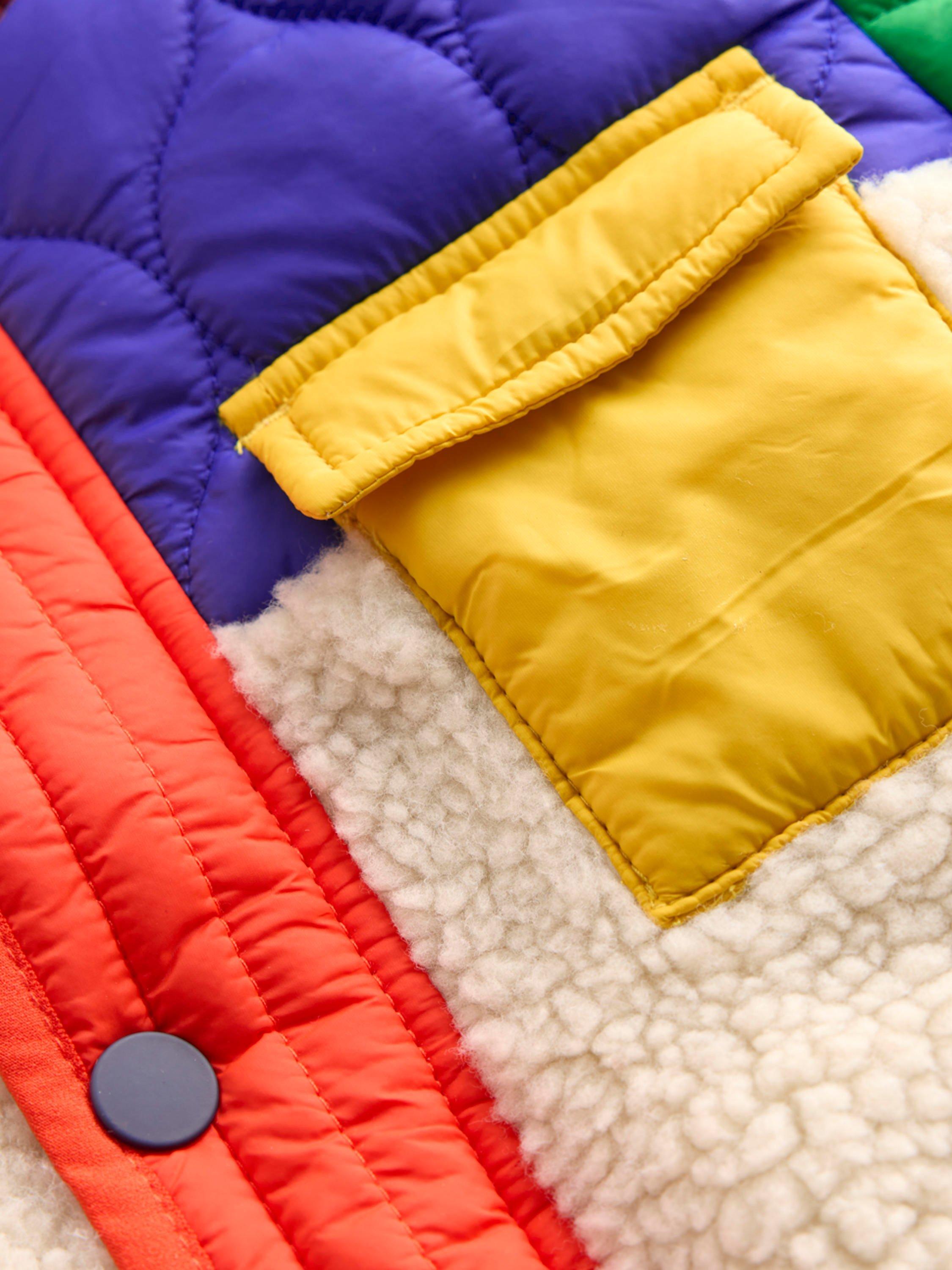 Product image 3 of 5, which shows Mini Boden Kids' Quilted Borg Hooded Jacket, Natural Borg, 11-12 years