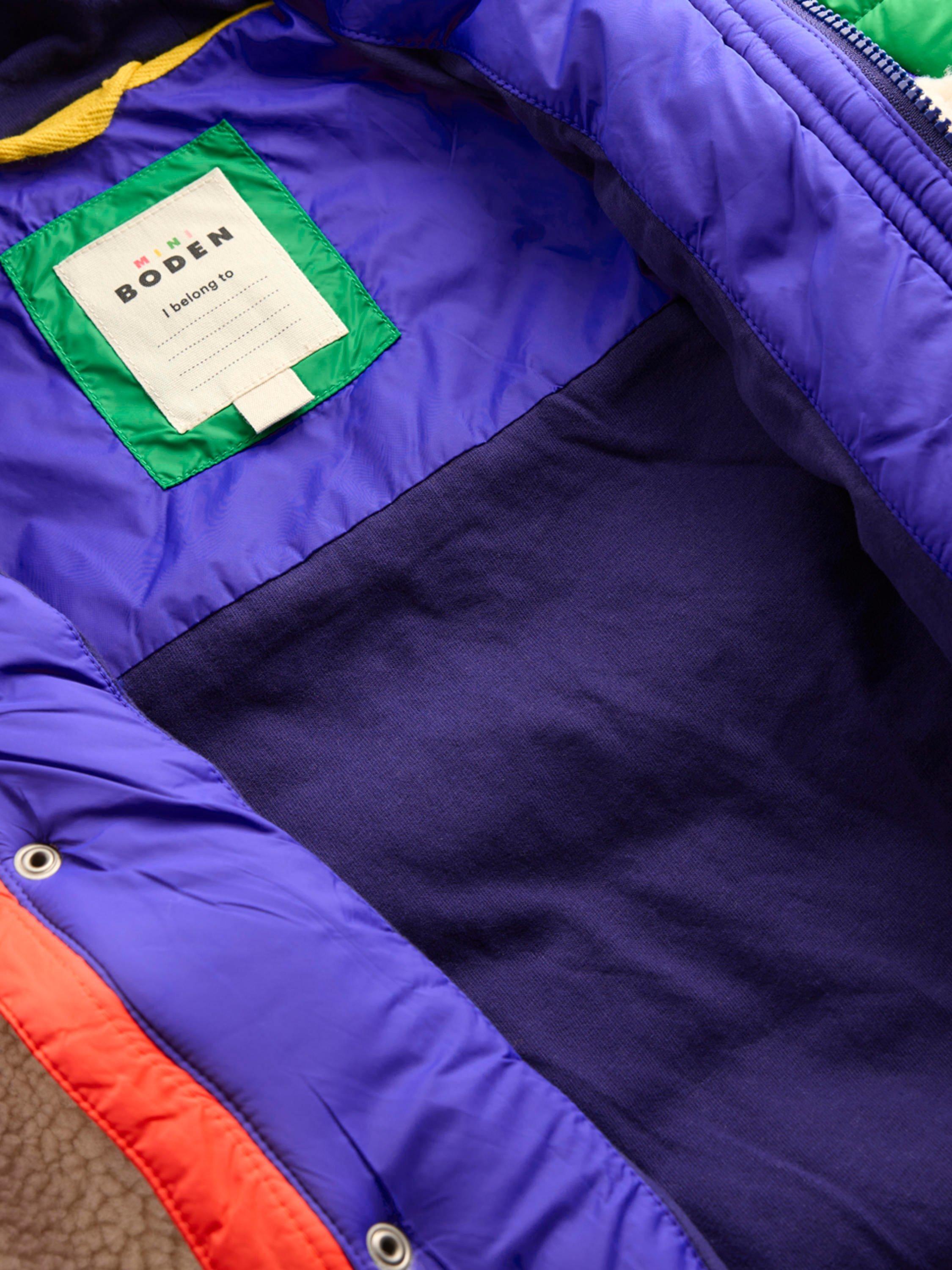 Product image 5 of 5, which shows Mini Boden Kids' Quilted Borg Hooded Jacket, Natural Borg, 11-12 years