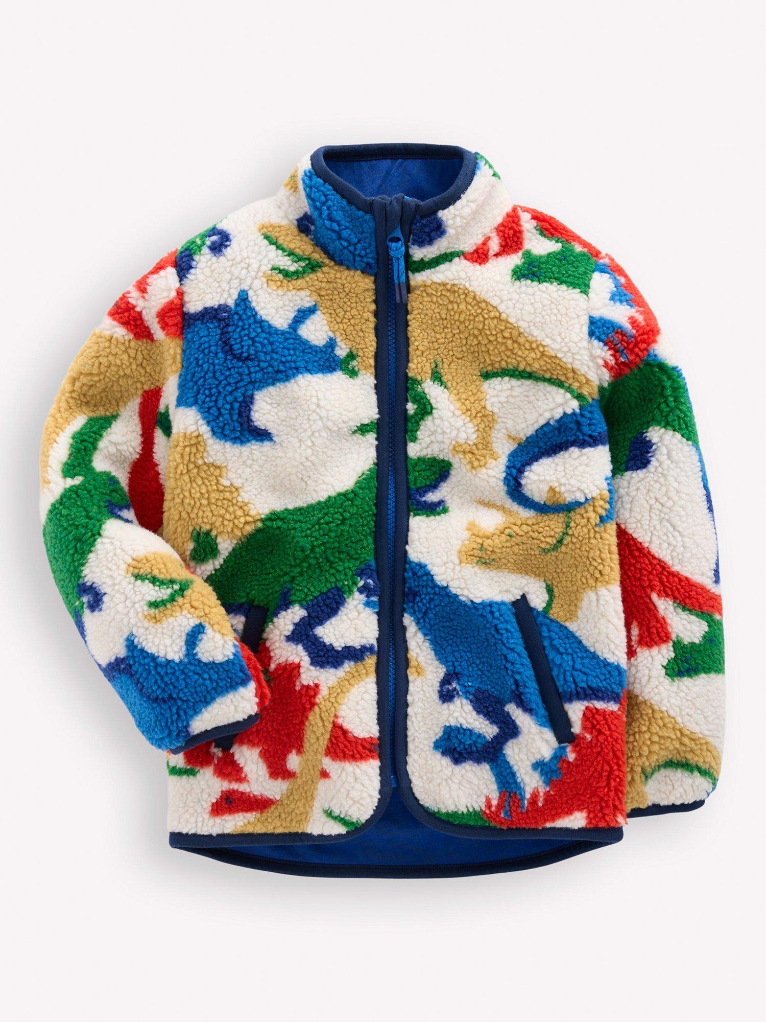 Mini Boden Kids' Cosy Borg Dinosaur Jacket, Multi Dinos