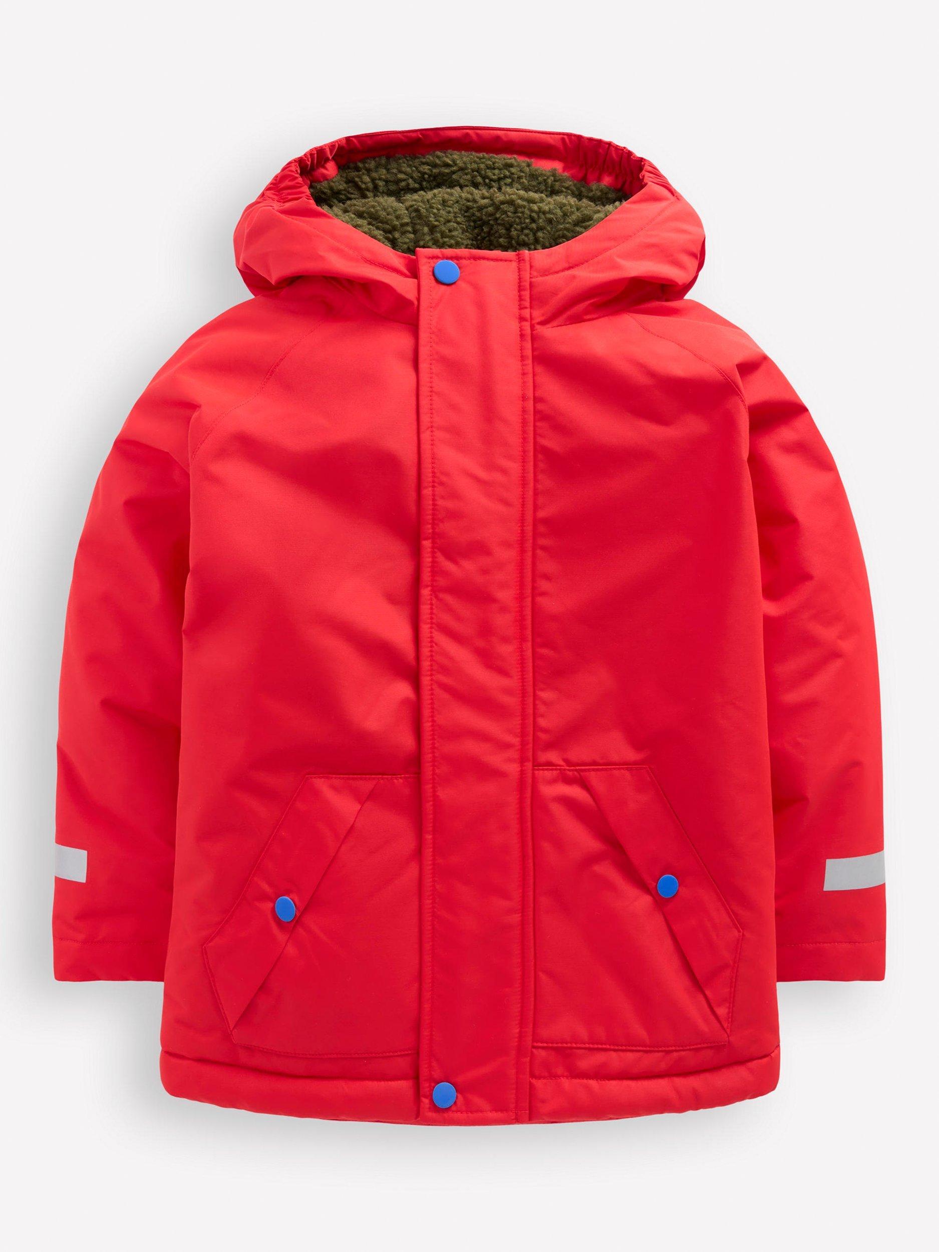 Product image 1 of 5, which shows Mini Boden Kids' Borg Lined Hooded Anorak, Red, 2-3 years