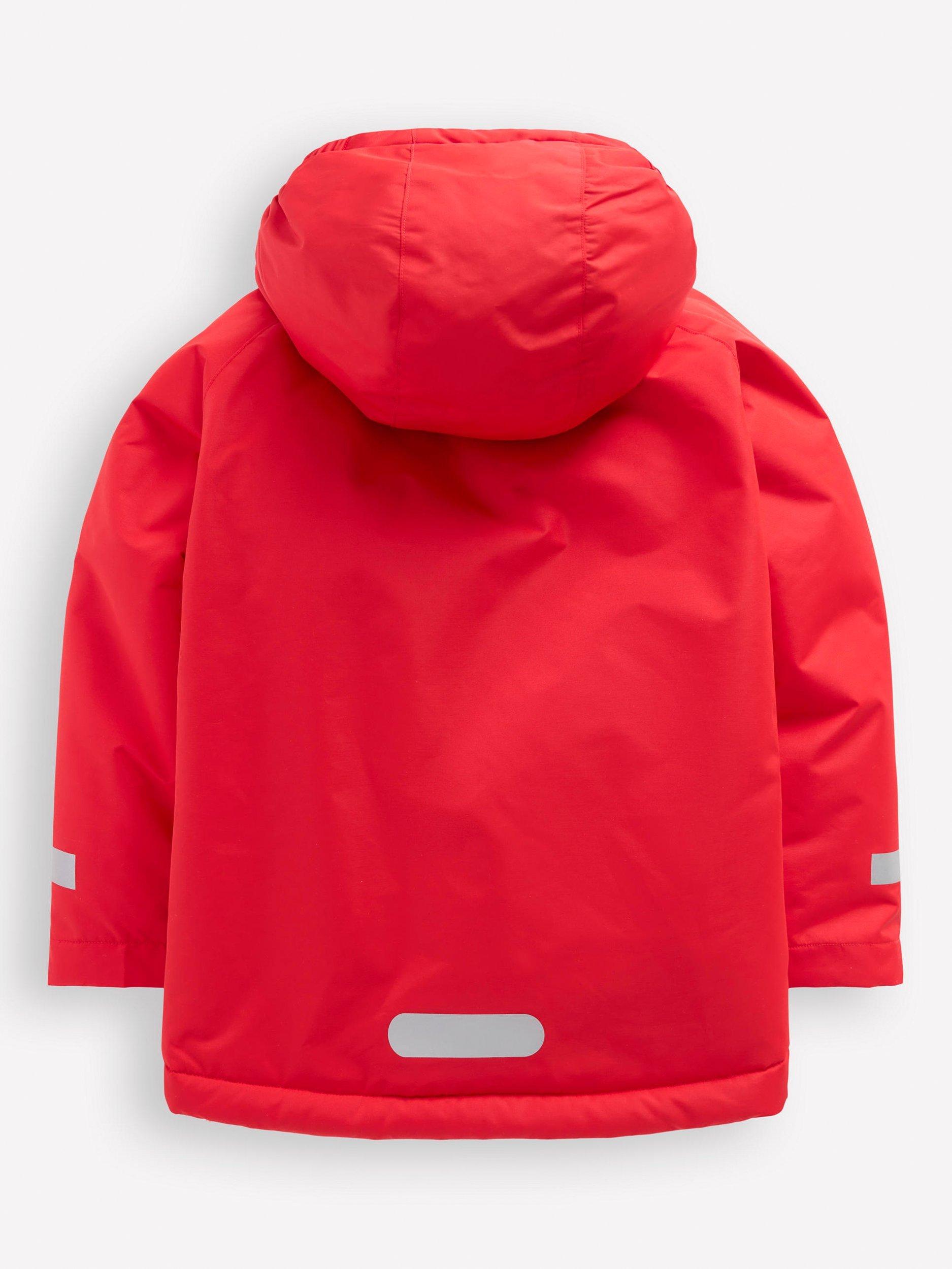 Product image 2 of 5, which shows Mini Boden Kids' Borg Lined Hooded Anorak, Red, 2-3 years